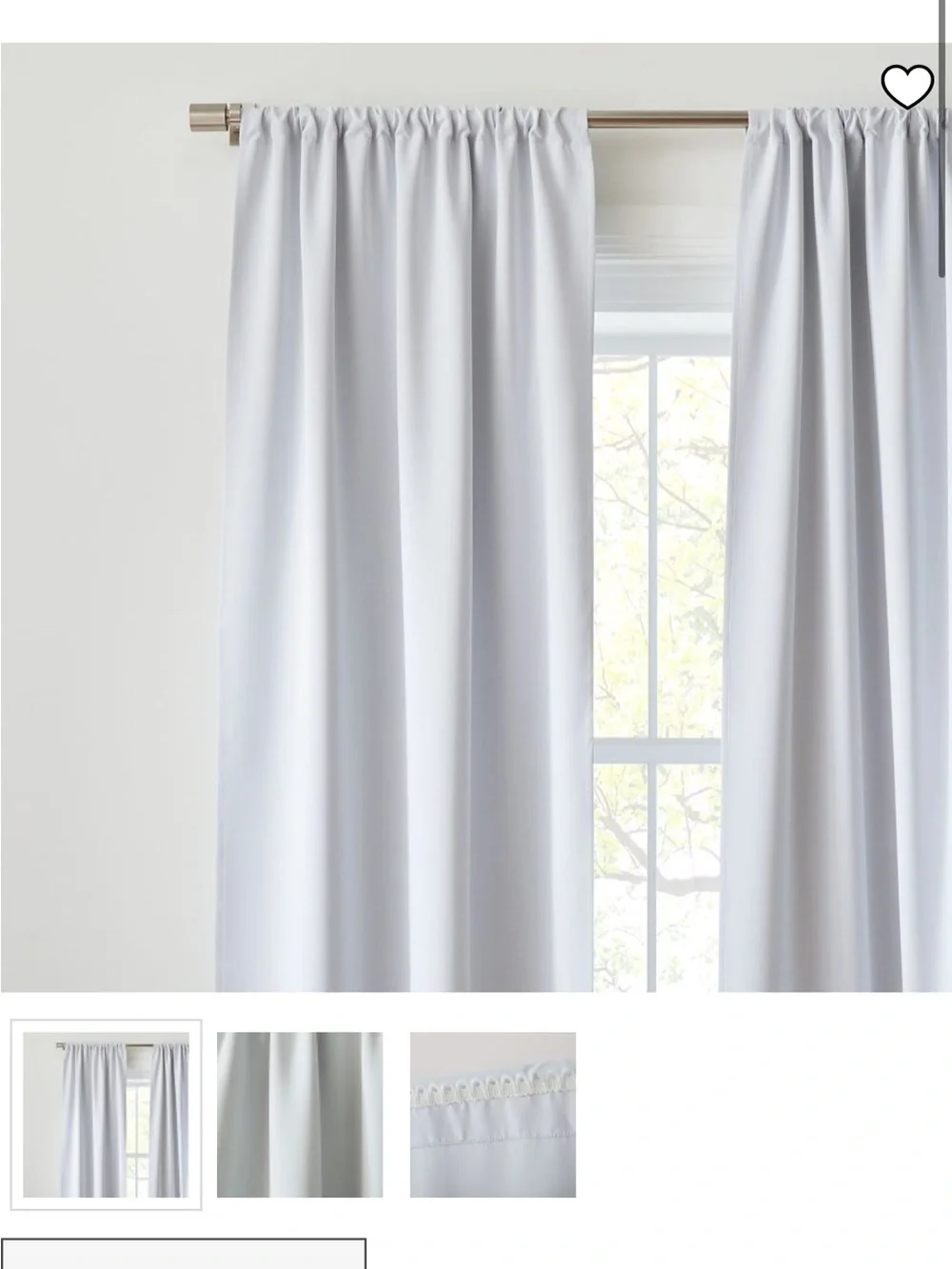West Elm Light Gray Rod-Pocket Blackout Curtain liner ( set of 4) size 44x104 in